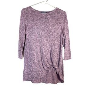 Chelsea & Theodore Mauve Marled Twist Hem 3/4 Sleeve Top Size Small